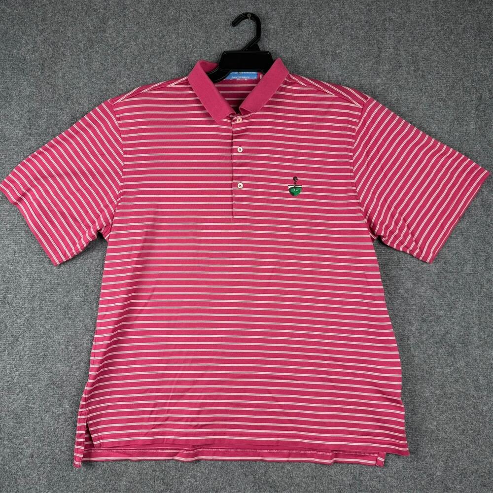 Fairway & Greene Pureformance Golf Polo Men's Pink White Stripe Size tag missing